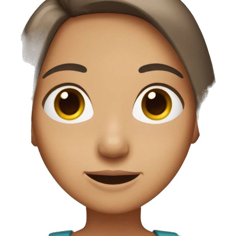 girl with straight long brown hair, brown eyes singing emoji
