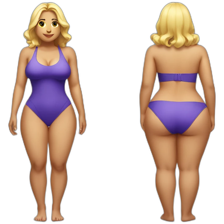 Slim-Thicc woman swimsuit posing full body (blonde, perfect body, hourglass figure) emoji
