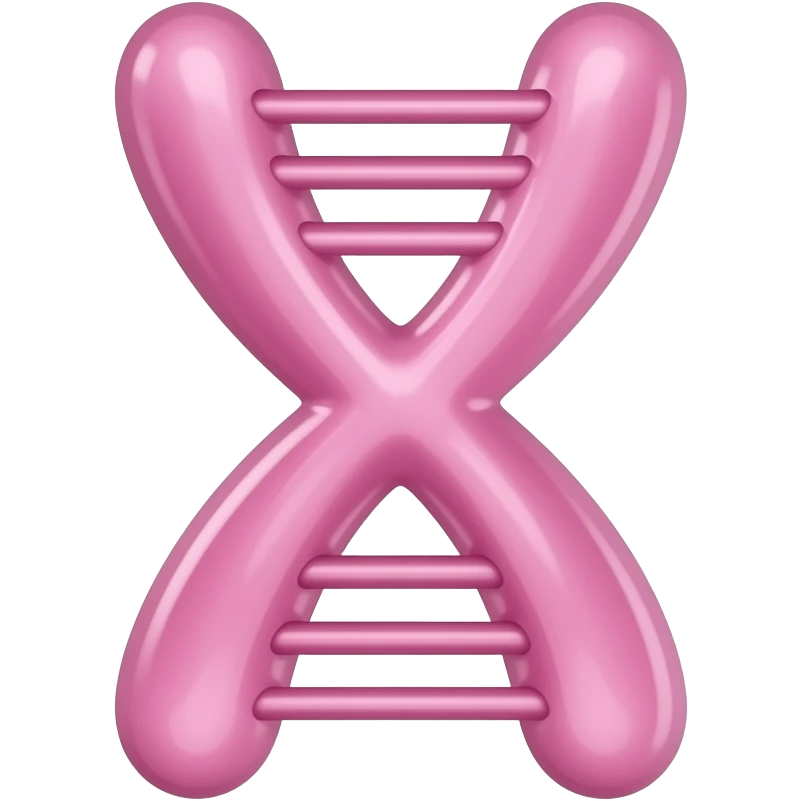 pink chromosome on white background without connections as lines between arms just two arms of chromosome emoji