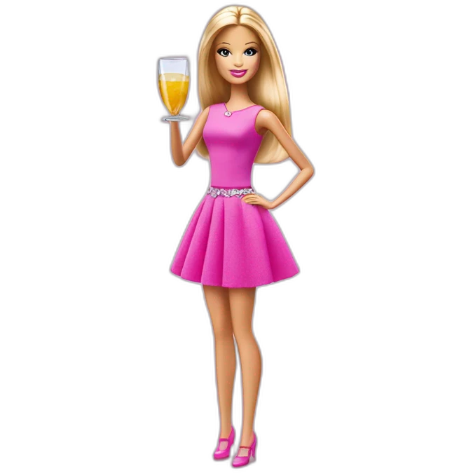 Barbie avec un verre à pied emoji