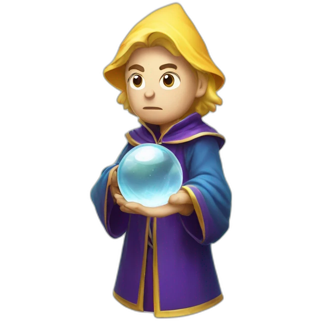 mage with thinking face holding crystal ball emoji