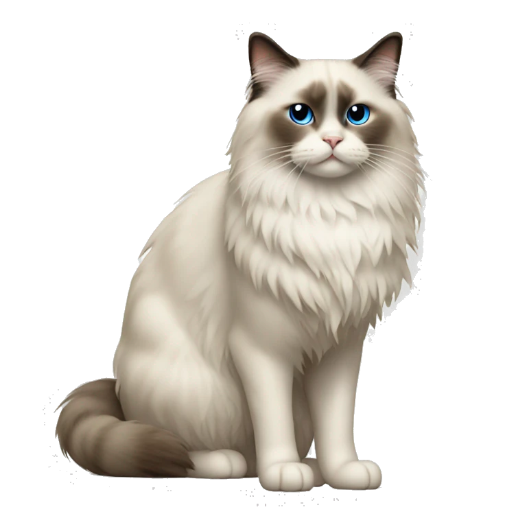 ragdoll cat facing left, full body standing emoji