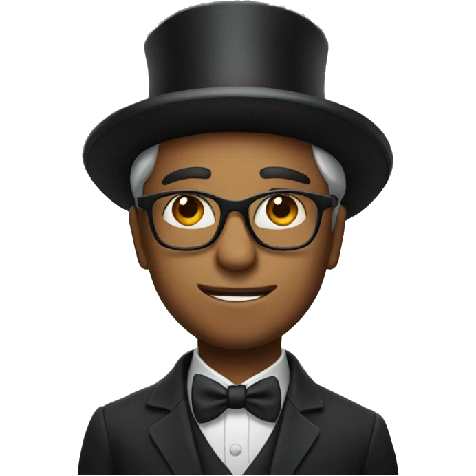 indian with glasses and top hat emoji