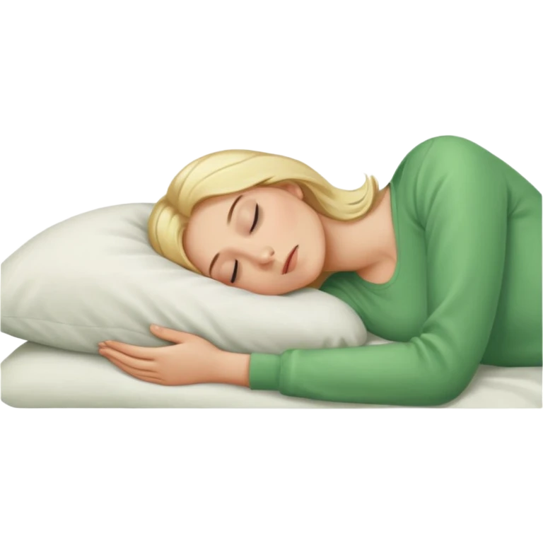 One blond girl, with green eyes sleeping emoji