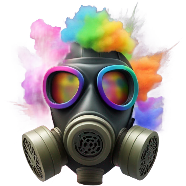 Rainbow powder explosion gas mask  emoji