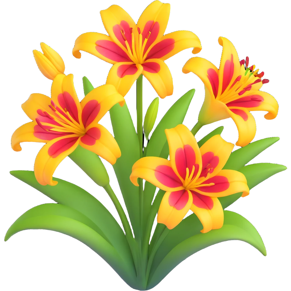 red and yellow lily flower emoji