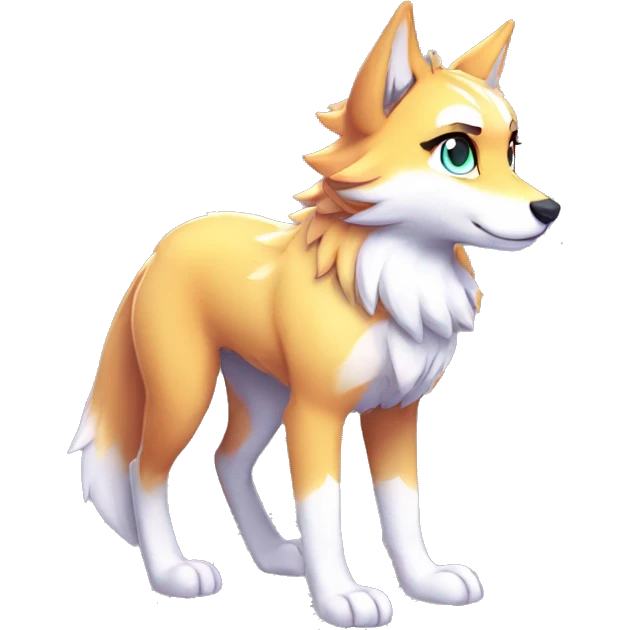 Anthro Colorful Shiny Fionbri-Falvie-sparkle-wolf-sona with shiny markings full body emoji