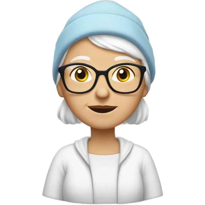 White Grandma with a Beanie ￼￼ emoji