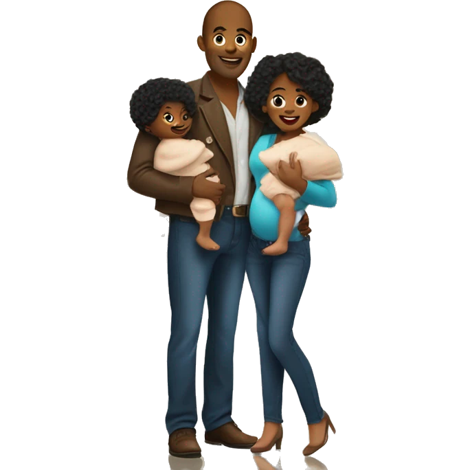 black woman with twin babies and her handsome tall husband inside a texas landmark building  emoji