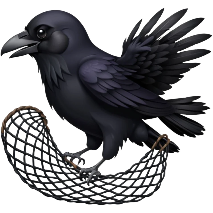 A raven getting caught in a net emoji