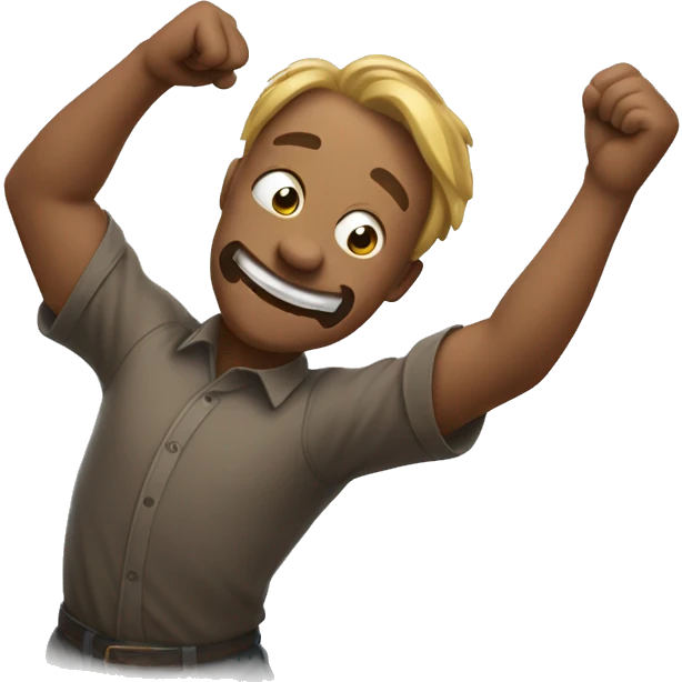 emoji puts his bent arm in front of him and hits down with his elbow, rejoicing emoji