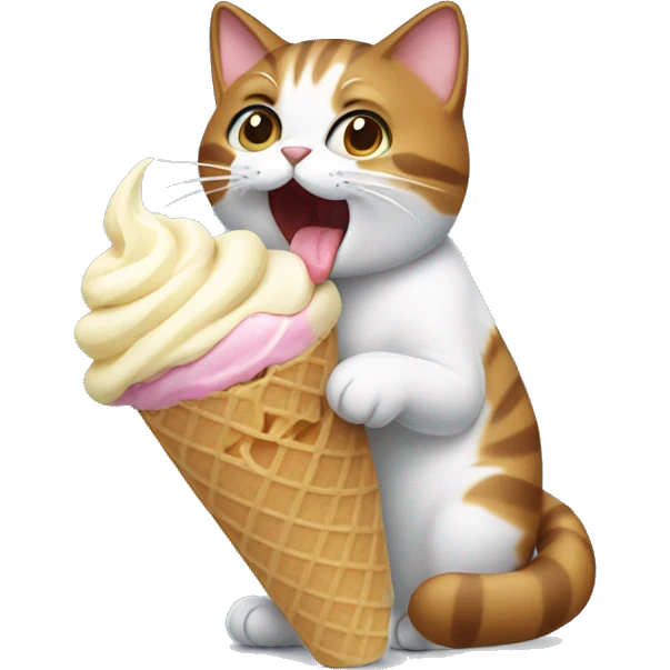 Cat eating ice cream emoji