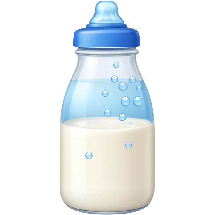 baby Milk bottle with blue cap and bubbles emoji