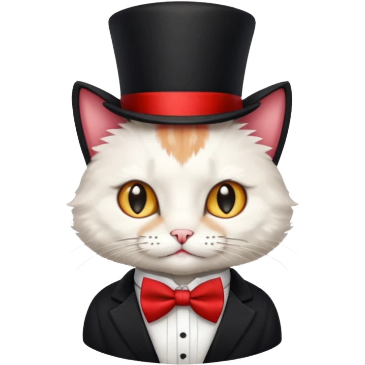 Cat  and wearing a top hat and a bow tie emoji