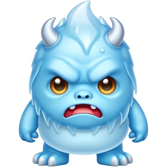 a cute grumpy chibi monster made of ice emoji