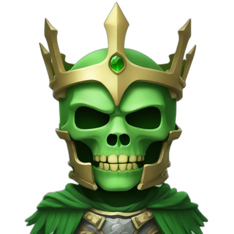 Skull knight king green emoji