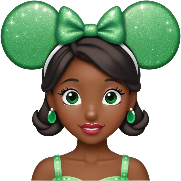 tiana Minnie Mouse ears headband with glitter emoji