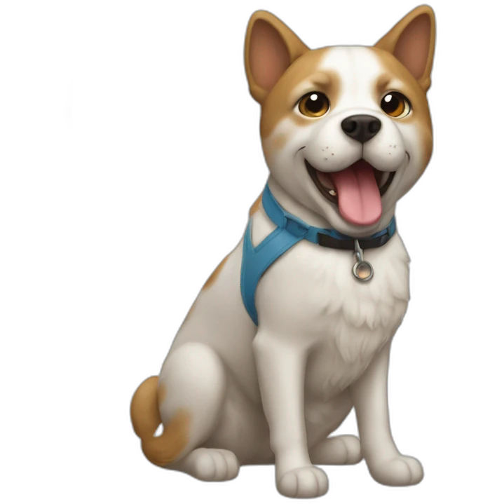 Un chat sur un chien emoji