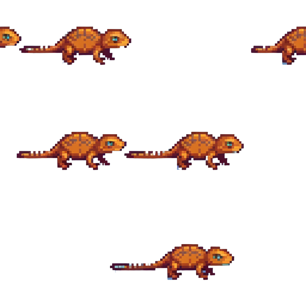 orange bipedal reptile-mammal hybrid, pixel art style emoji