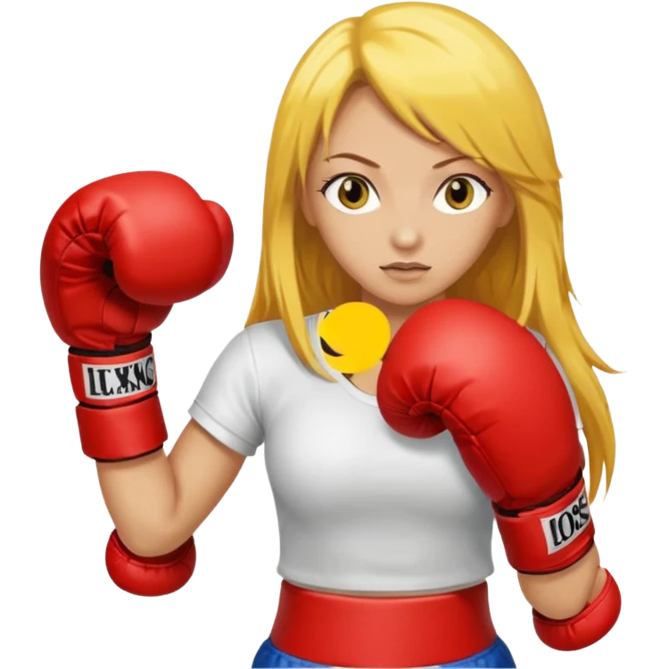 sexy girl with long yellow hair boxing emoji