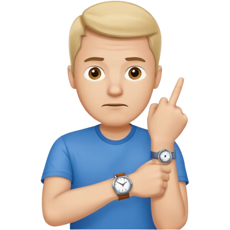 bored man pointing at his watch on his wrist emoji