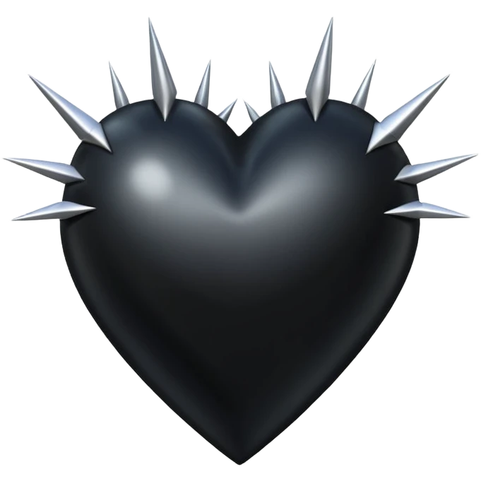 Black heart with silver thorns around it emoji