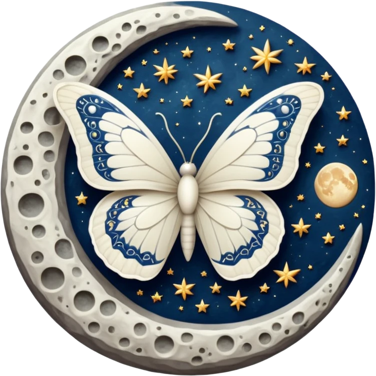 Moon and butterfly emoji