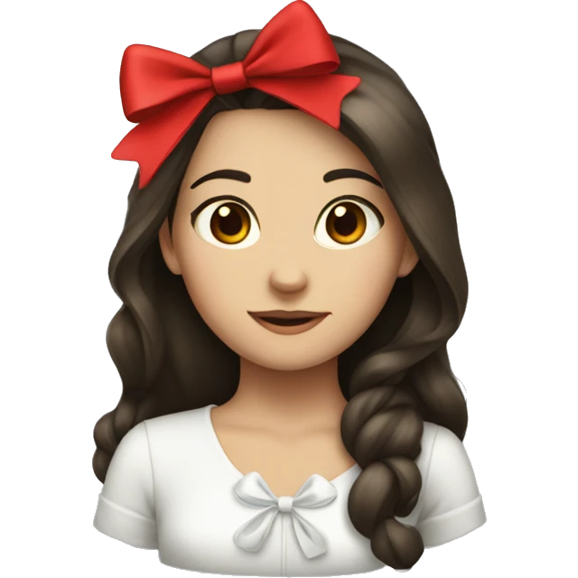 Brunette girl with red bow emoji