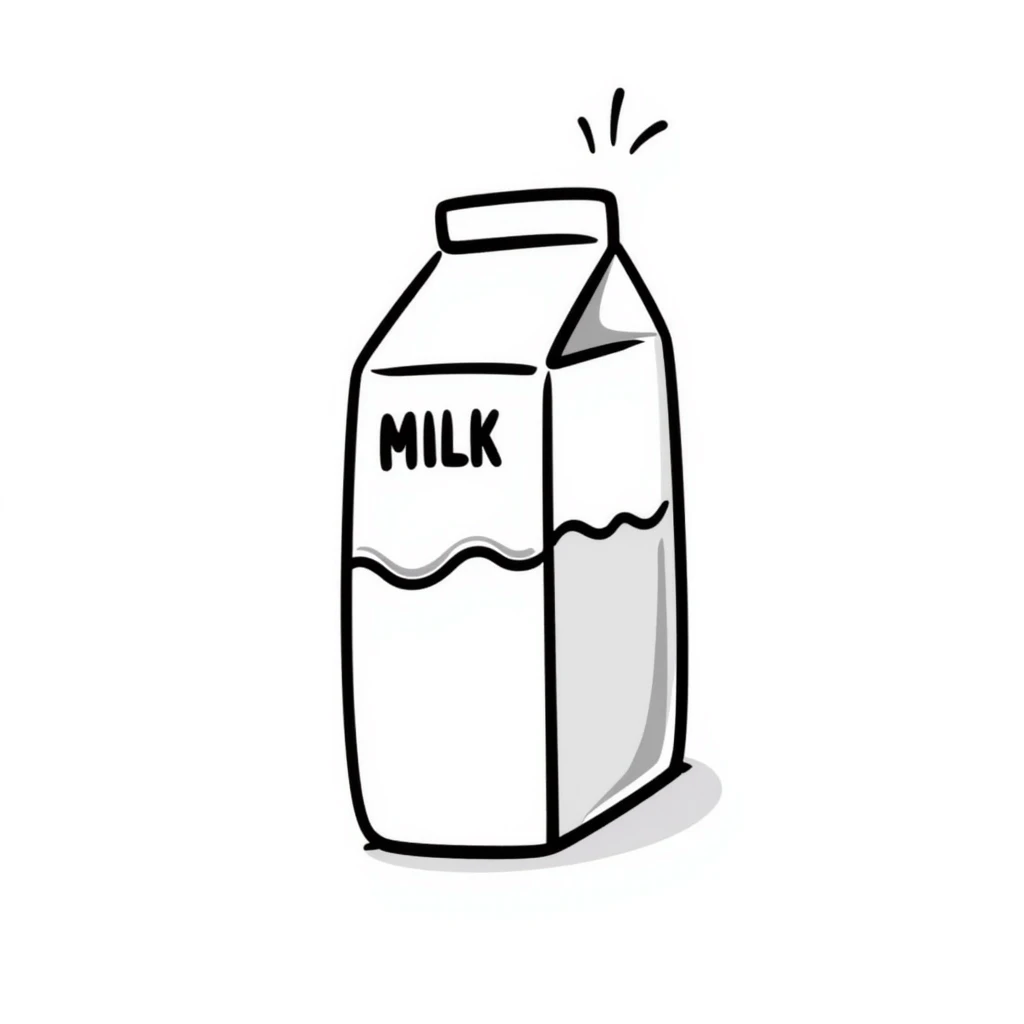 hand-drawn doodle of a milk carton emoji