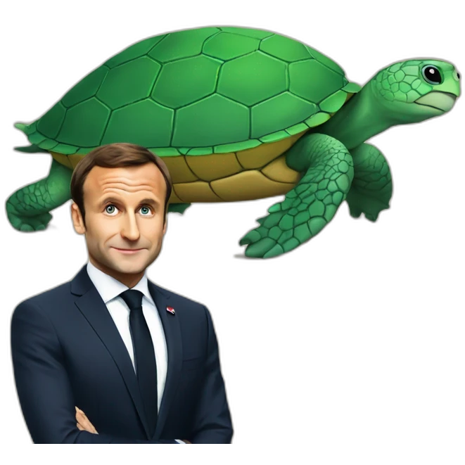 Macron sur un tortue emoji