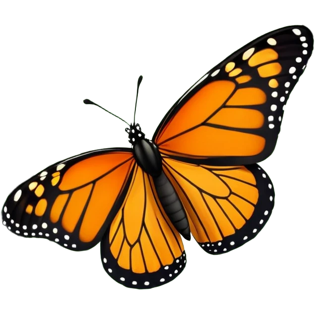 butterfly flying in a green forest, simple and expressive emoji