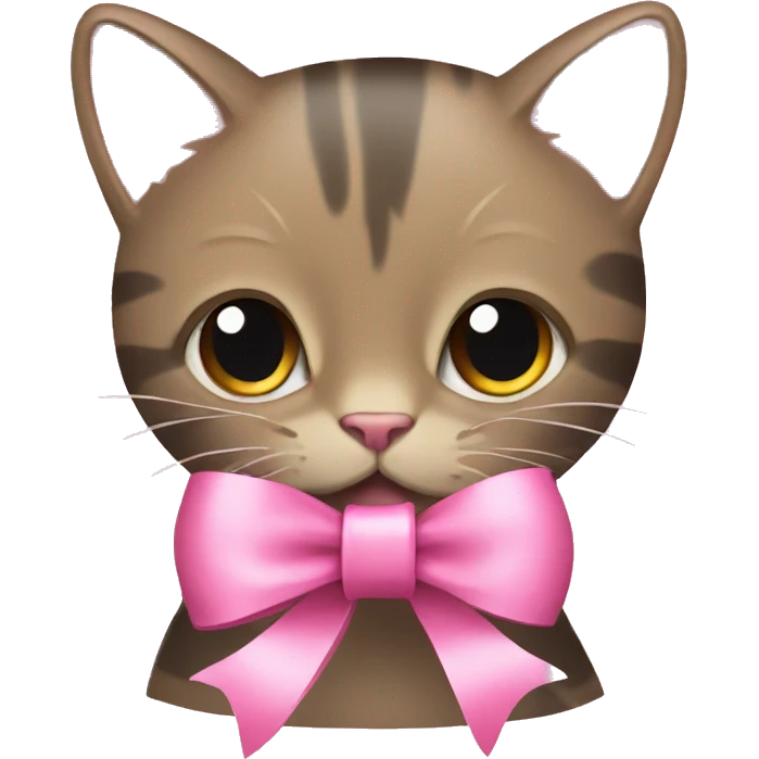 Pink ribbon with cat emoji