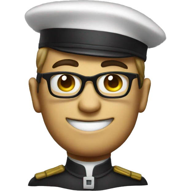 Nerd emoji with Captain hat emoji