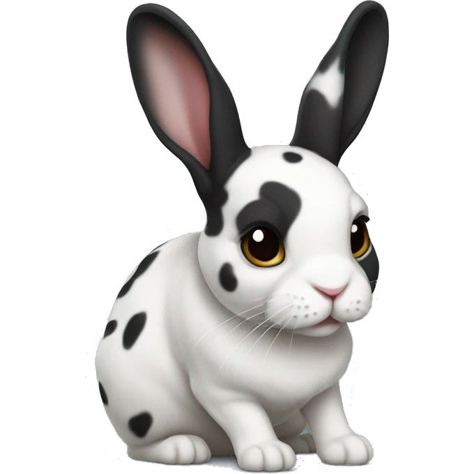 black and white spotted mini rex rabbit emoji