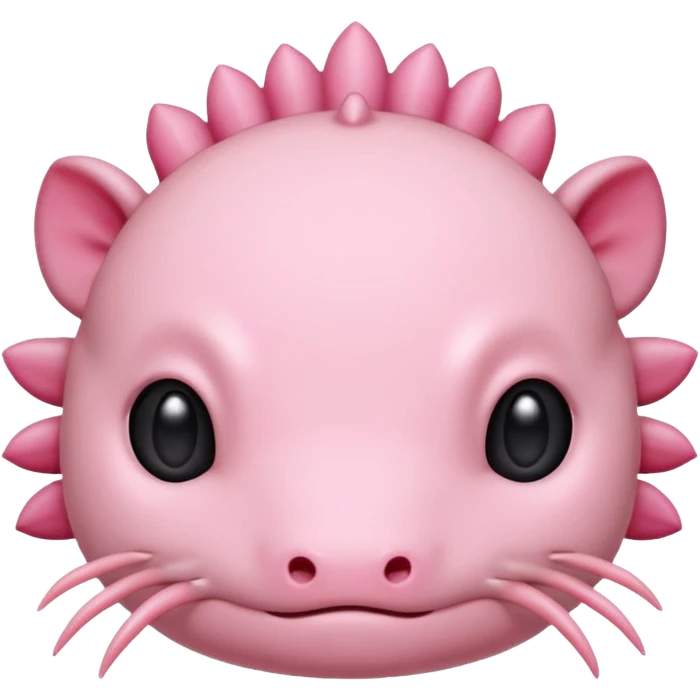 simple axolotl head, animal emoji style, minimal details, rounded, soft pink, cute and approachable emoji