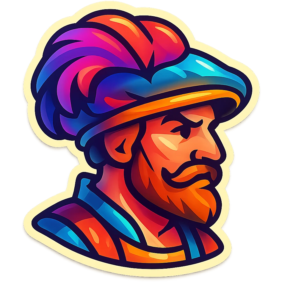 Landsknecht mercenary icon, colorful, head only emoji