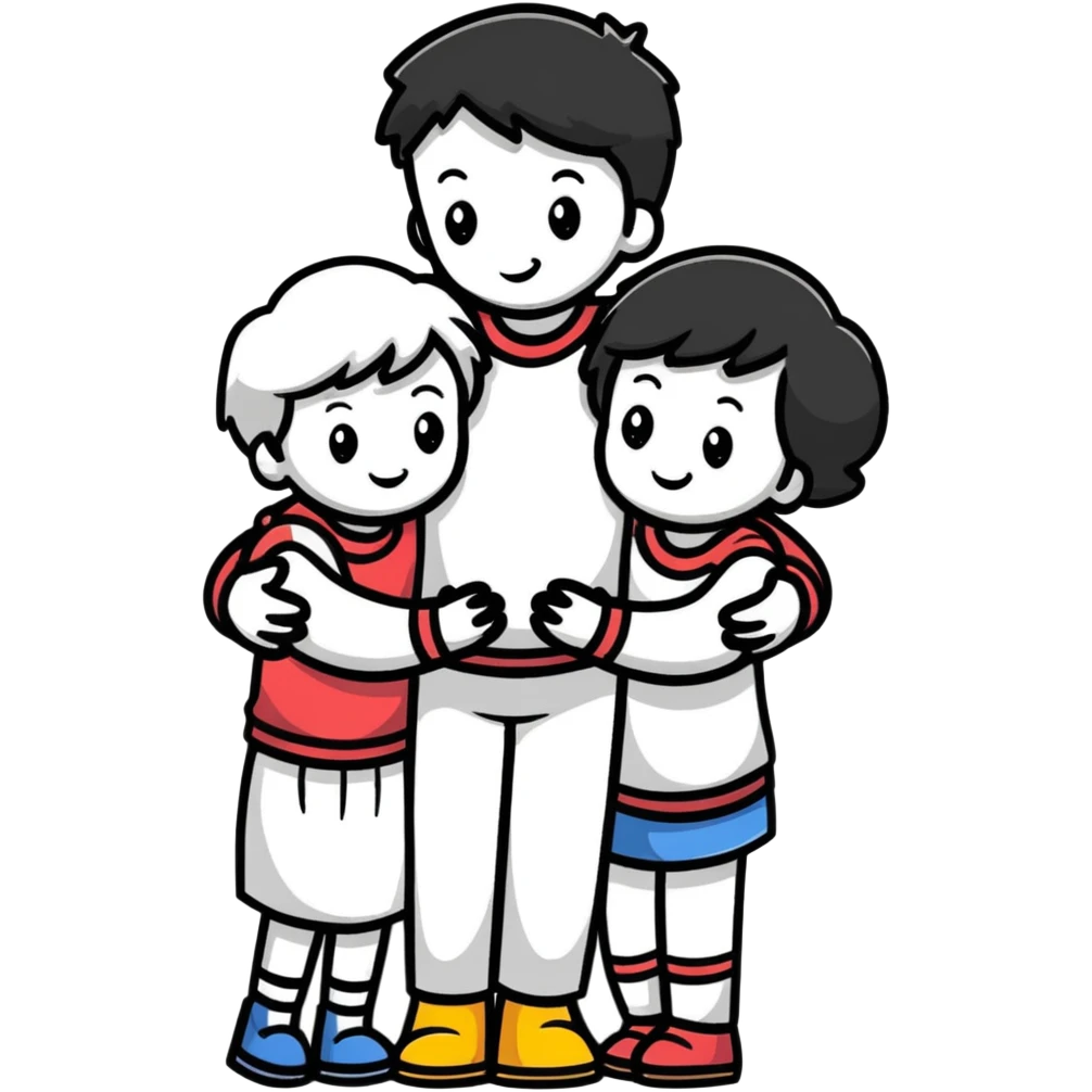 happy family hugging, cartoon style emoji