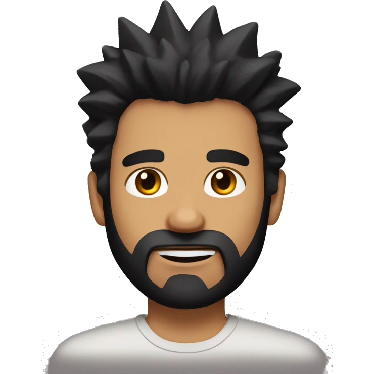 Gigachad with black hair and beard. Spiky hair, brown eyes. emoji