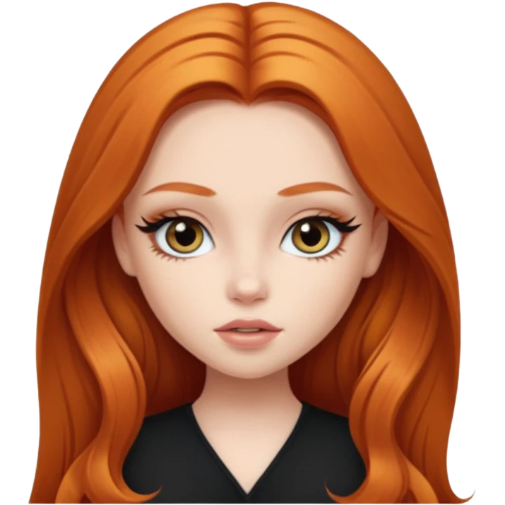 pale skin, girly bratz baddie, beautiful eyes, eyeliner, long ginger hair emoji
