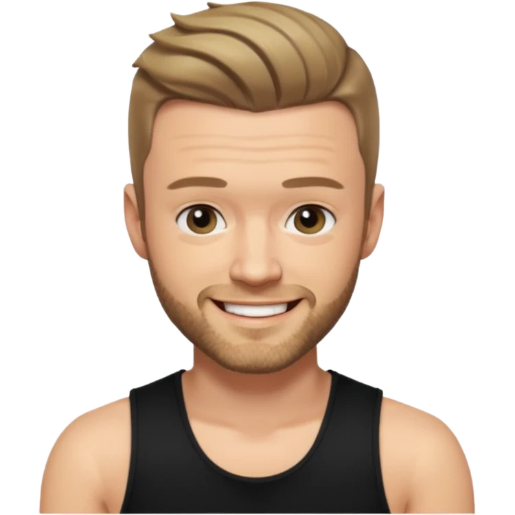 Justin Timberlake dark blonde hair, black tank top emoji