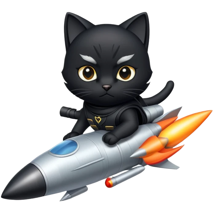 ninja cat piloting a rocket emoji