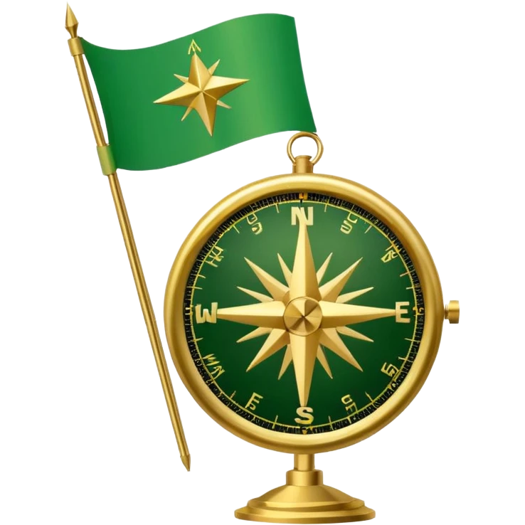 compass with a #5fe089 green color flag behind it emoji