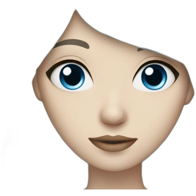 Pale woman with black hairs and blue eyes emoji