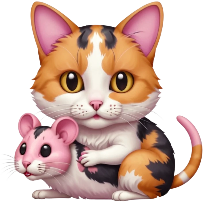 A cat holding a dead mouse in its mouth emoji