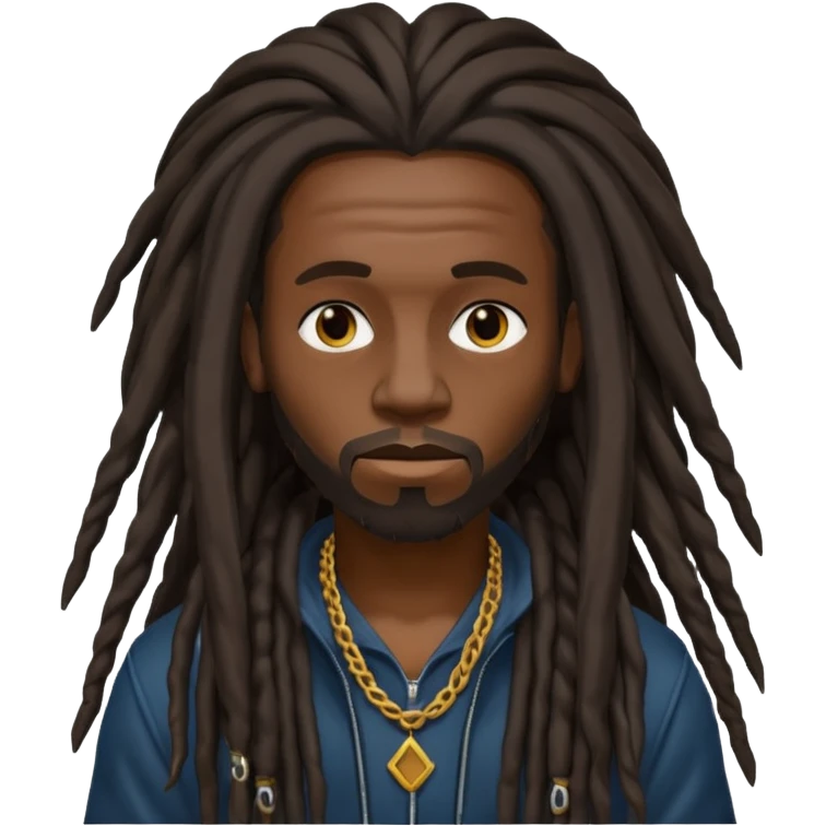 black mysterious rapper with long dreadlocks emoji