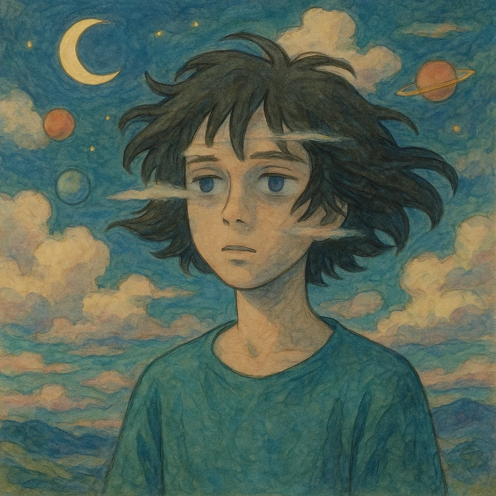 a person dissociating, surreal and dreamy style emoji