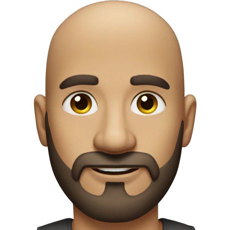 realistic portrait of bearded Latino bald mal emoji