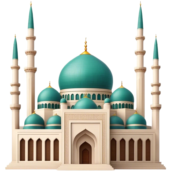 Cinematic Realistic Mohammad Al-Amin Mosque Landmark Emoji, showcasing the intricate architecture of the mosque rendered with rich textures and majestic, soft lighting. emoji