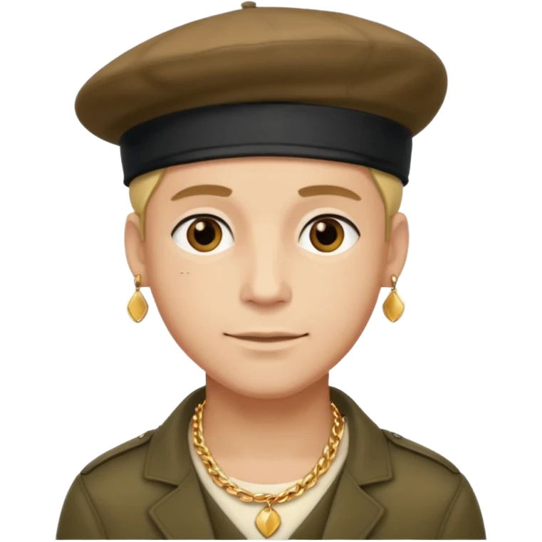 man with beret and necklacesuperhero with necklace emoji