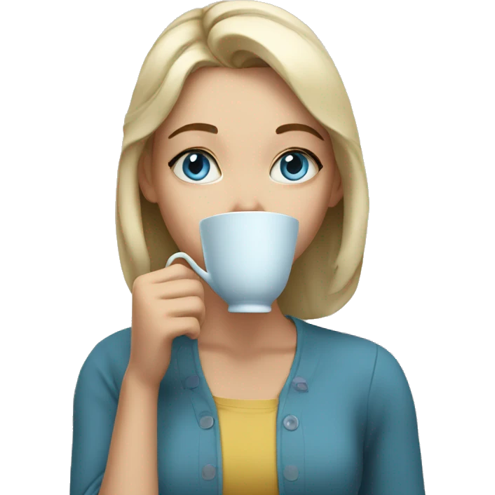 Girl sipping tea Blue eyes emoji